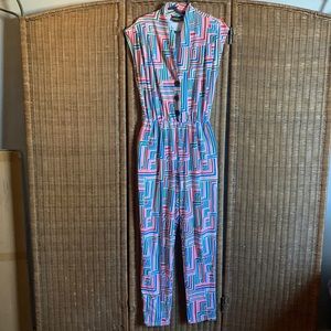 Nooworks unique pattern sleeveless jumpsuit full pants size M